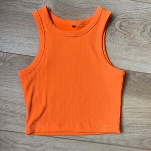 Ribbed orange crop tank top